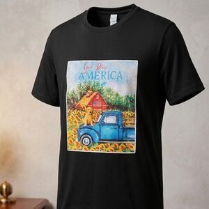 Black Graphic T-Shirt with Americana Print